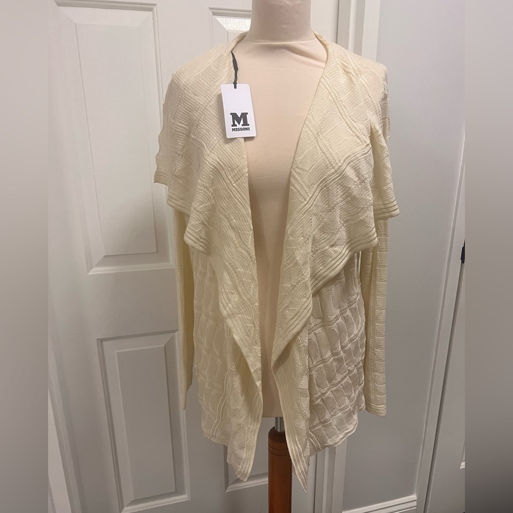 Missioni neutral open front sweater /top cardigan, NWT Size Italian 46, fits M-L